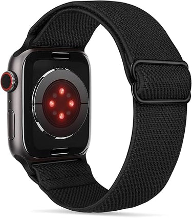 Tasikar Sport Solo Loop Compatible con Correa Apple Watch 49mm 46mm 45mm 44mm 42mm, Nailon Pulsera Repuesto, Trenzada Elástica Ajustable para Apple Watch Ultra Serie 10/9/8/7/6/SE/5/4/3/2/1-Negro